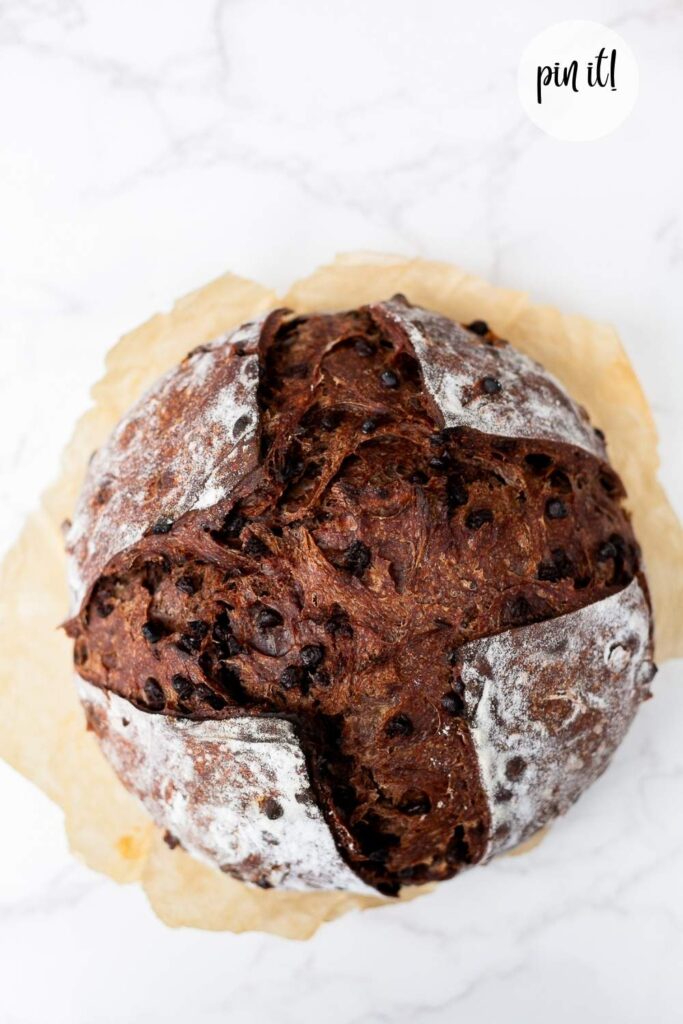 easy double chocolate sourdough bread loaf