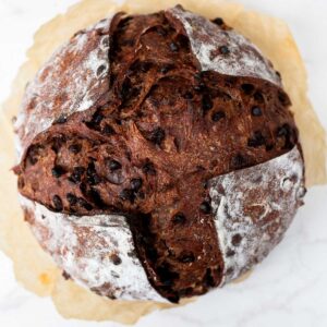 sourdough double chocolate bread loaf