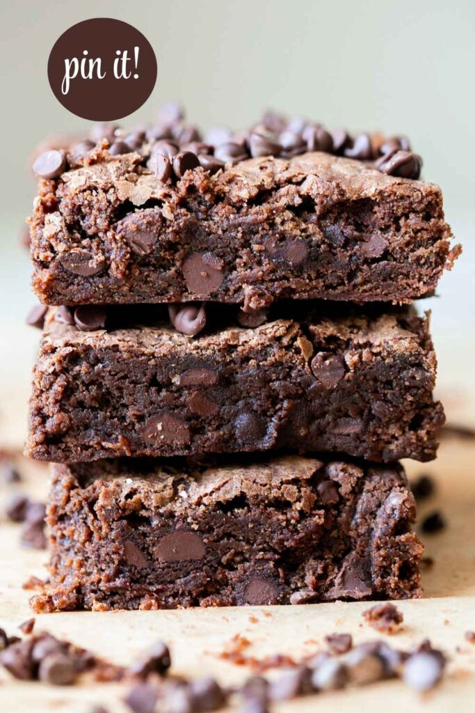 easy sourdough discard double chocolate fudge brownies on a plate