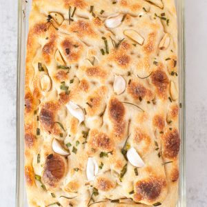 sourdough focaccia in a pan