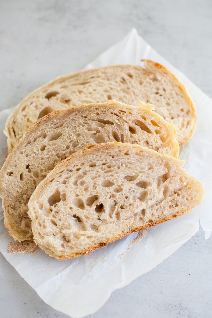 dutch oven sourdough bread sliced thinly