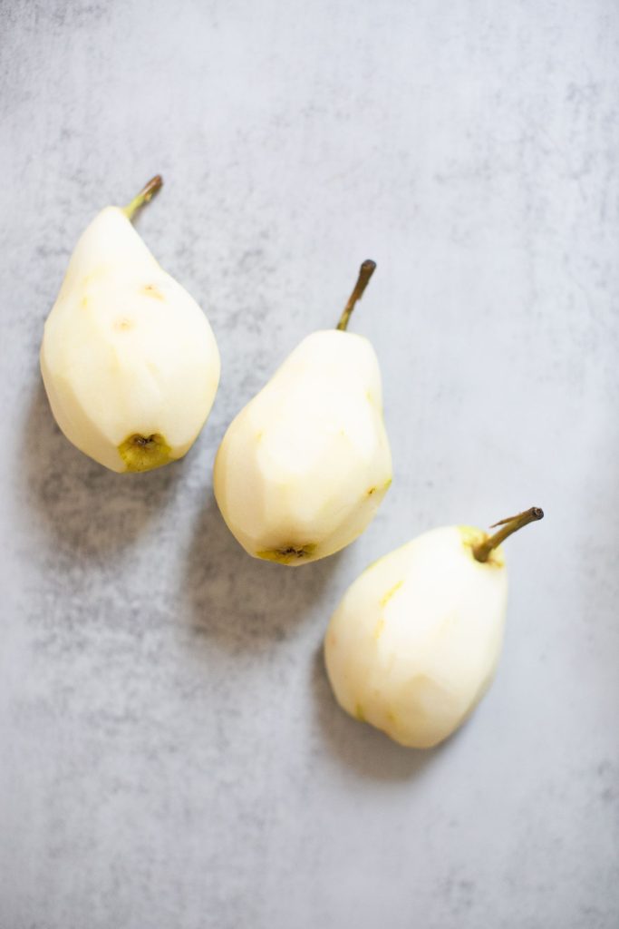 pears being used for a fruit salad