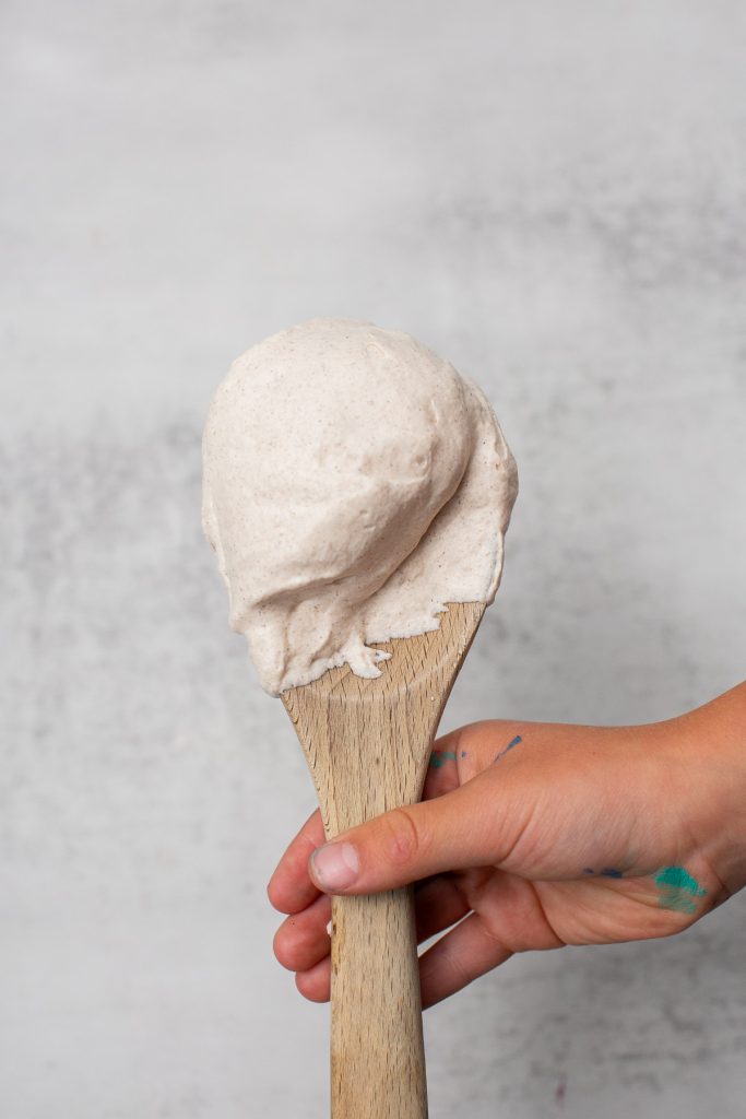 pumpkin pie spiced whipped cream forming stiff peaks
