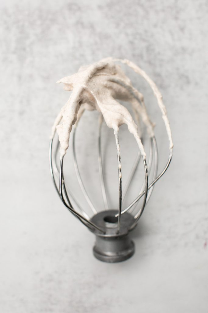 pumpkin pie spiced whipped cream forming stiff peaks