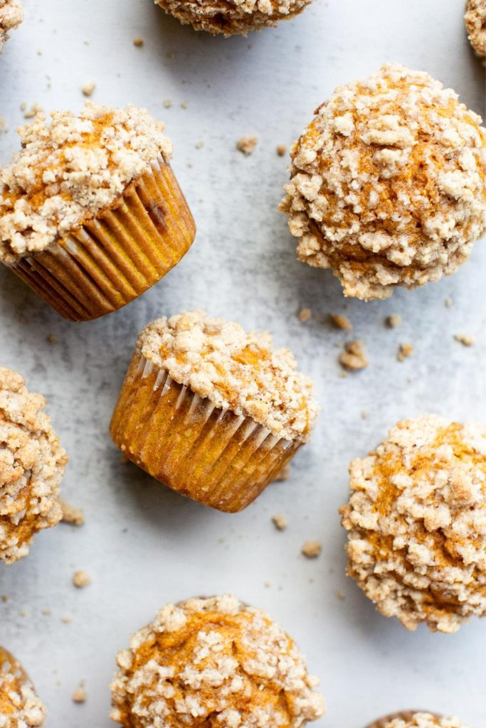 pumpkin streusel muffins on a plate
