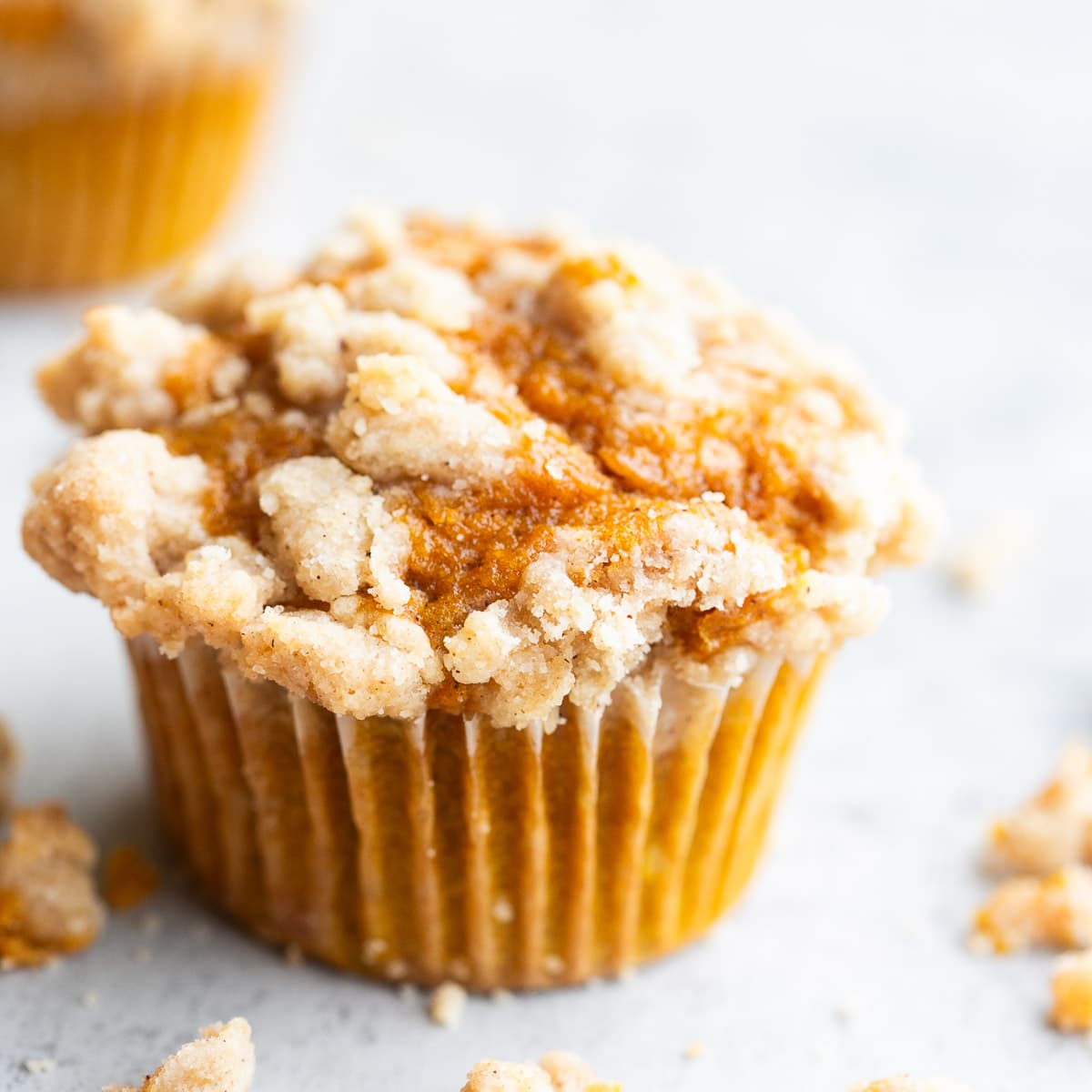 sourdough discard pumpkin muffin with streusel topping