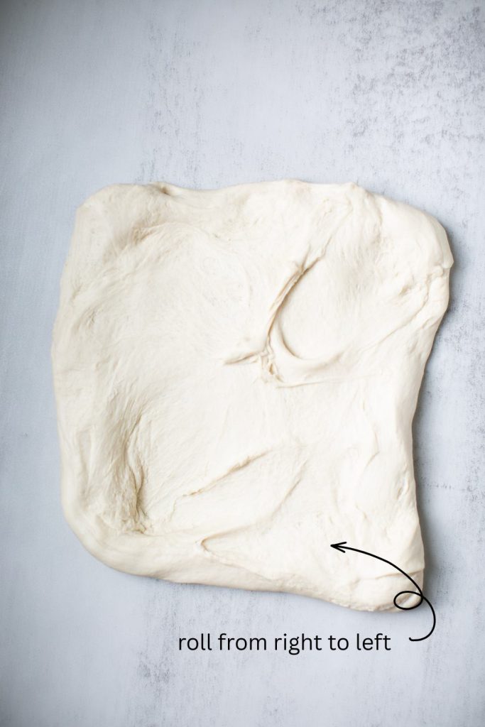 sourdough discard sandwich bread dough shaped into a square