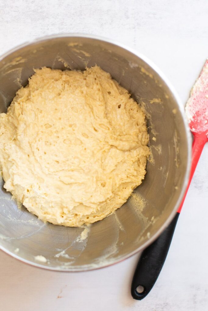 wet ingredients for sourdough disard caramel apple muffins