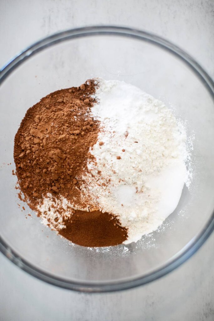dry ingredients for sourdough discard chocolate cake