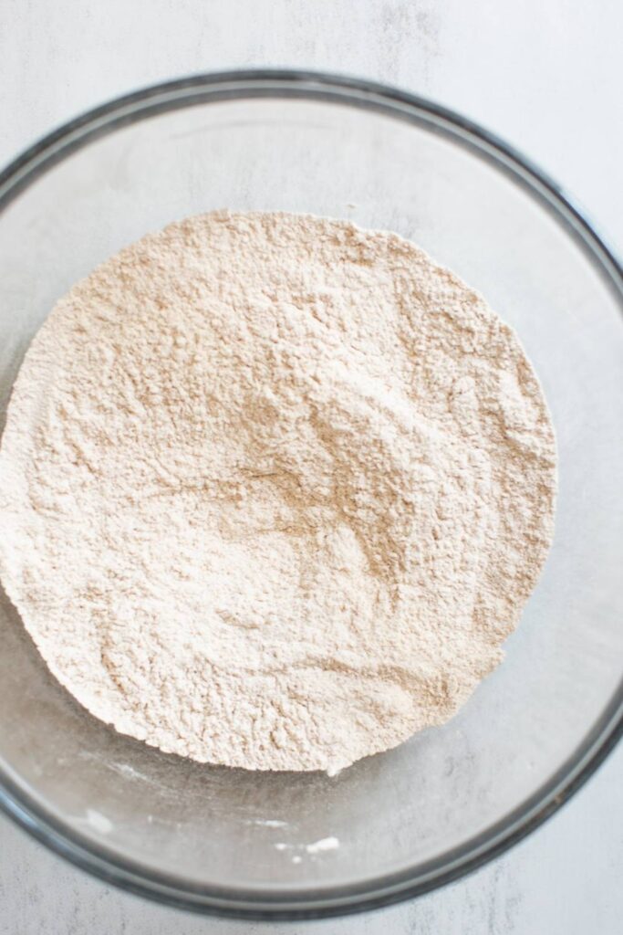 dry ingredients in a large bowl for pumpkin bread
