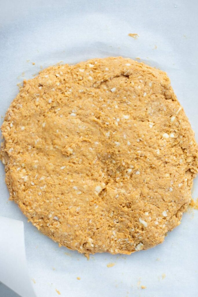 sourdough scone dough in a disk