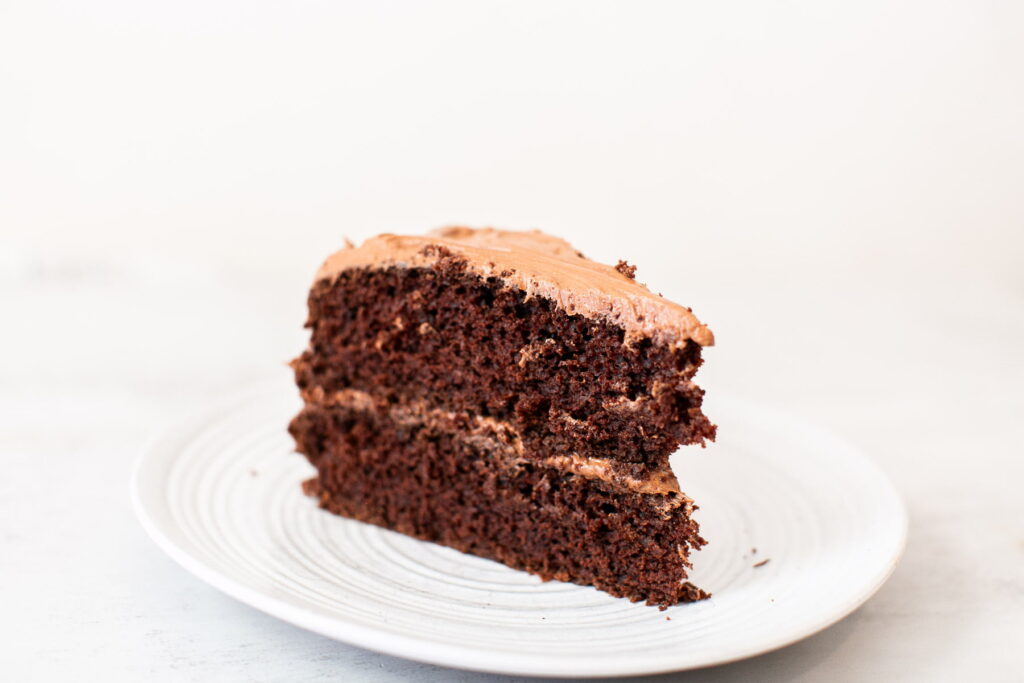 a slice of sourdough chocolate cake