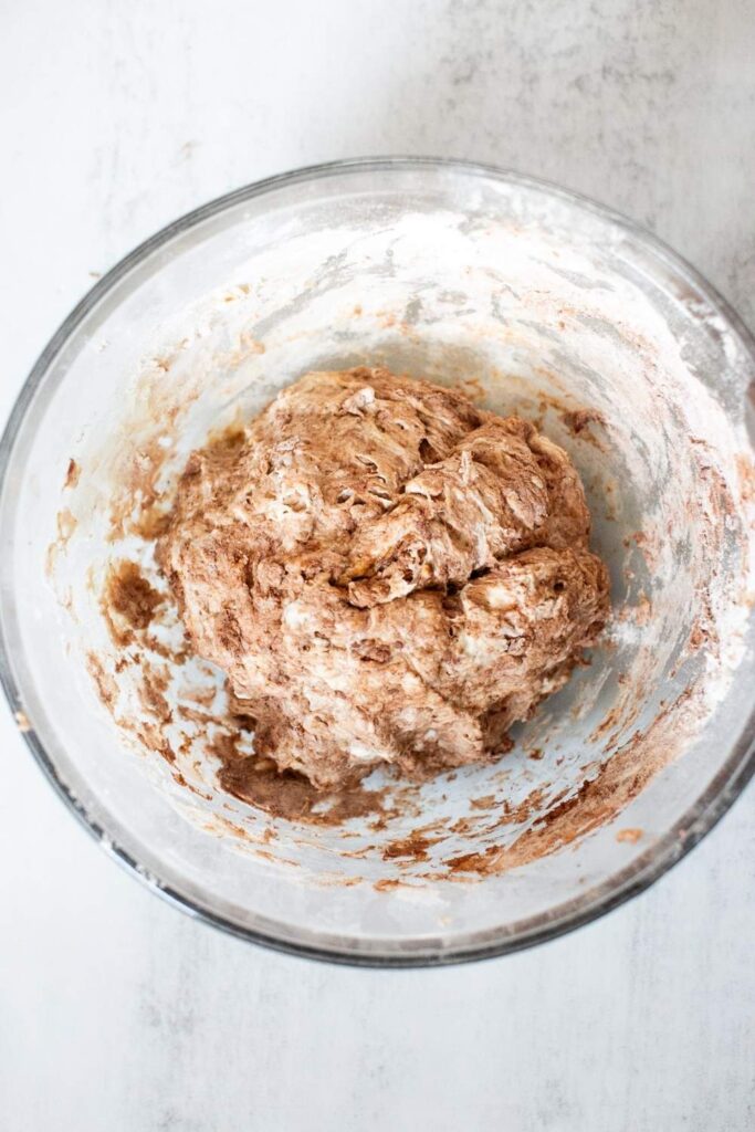 dough for sourdough chocolate chip focaccia bread