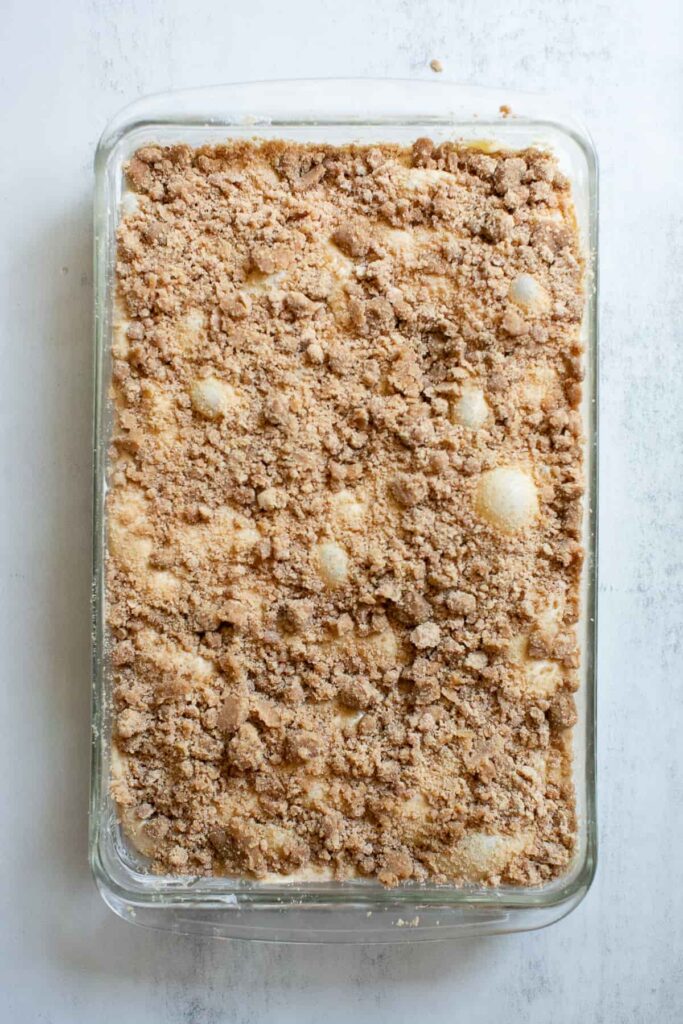 sourdough pumpkin spice focaccia bread with crumble topping