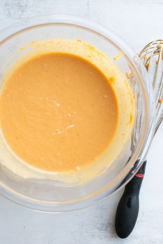 wet ingredients whisked together for sourdough discard scones