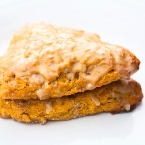 sourdough discard pumpkin scones with maple glaze