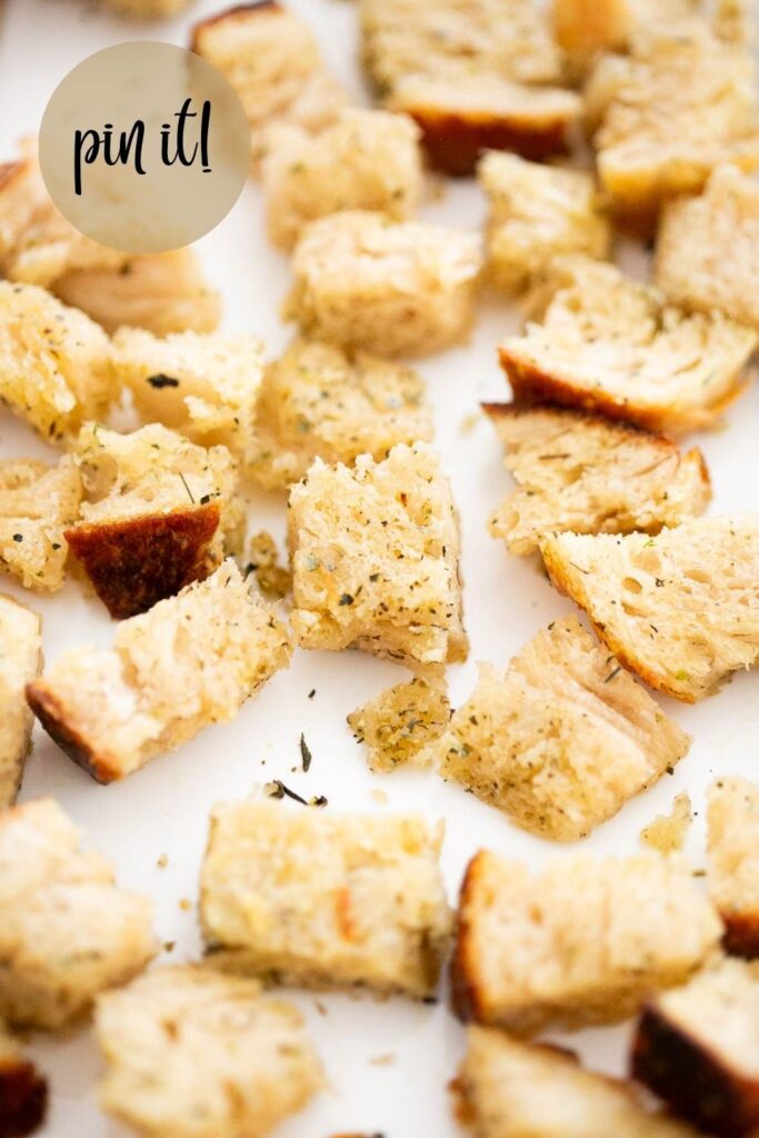 homemade sourdough croutons made from stale bread