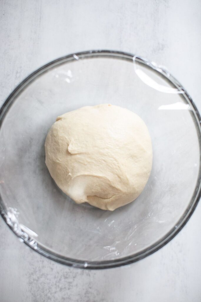 sourdough discard sandwich bread dough in a bowl 