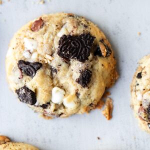 sourdough cookies and cream cookies made with oreos,