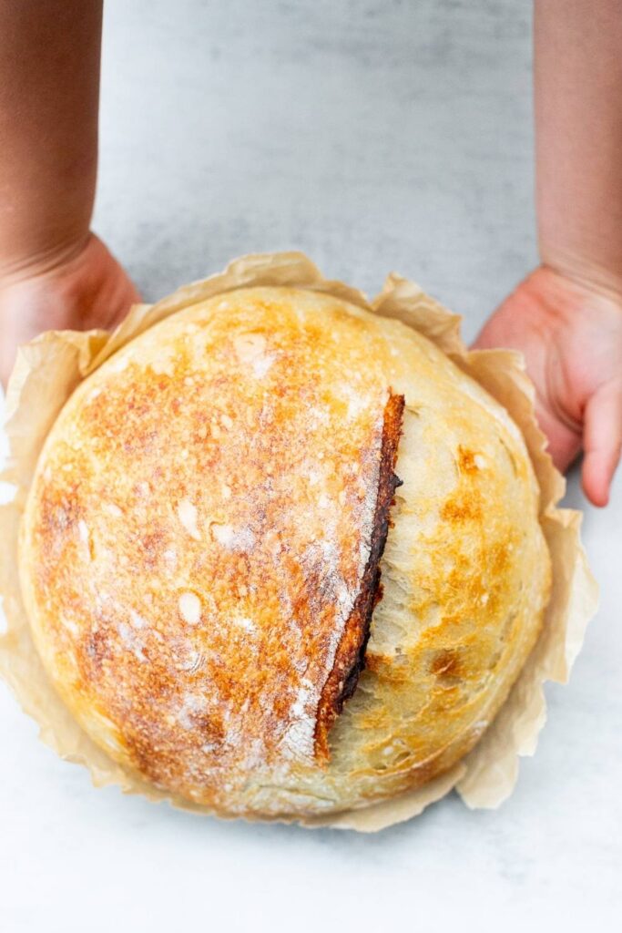 a loaf of lazy unloaf sourdough bread
