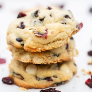 sourdough discard cranberry white chocolate chip cookies
