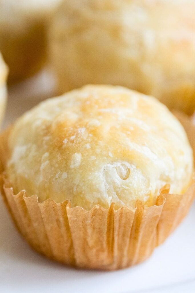 sourdough croissant bread dinner rolls baked in cupcake tins