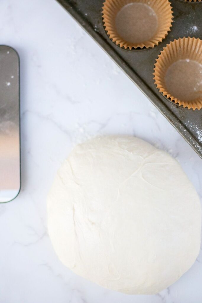 sourdough croissant dough, scale and cupcake tins