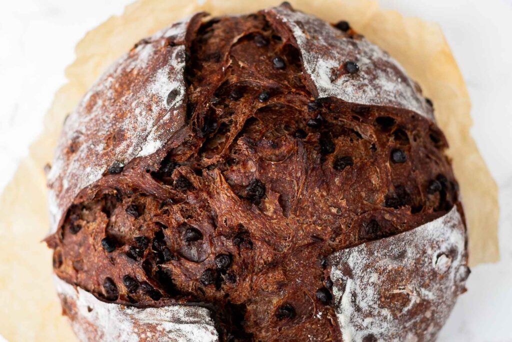 sourdough double chocolate bread for Valentine's Day