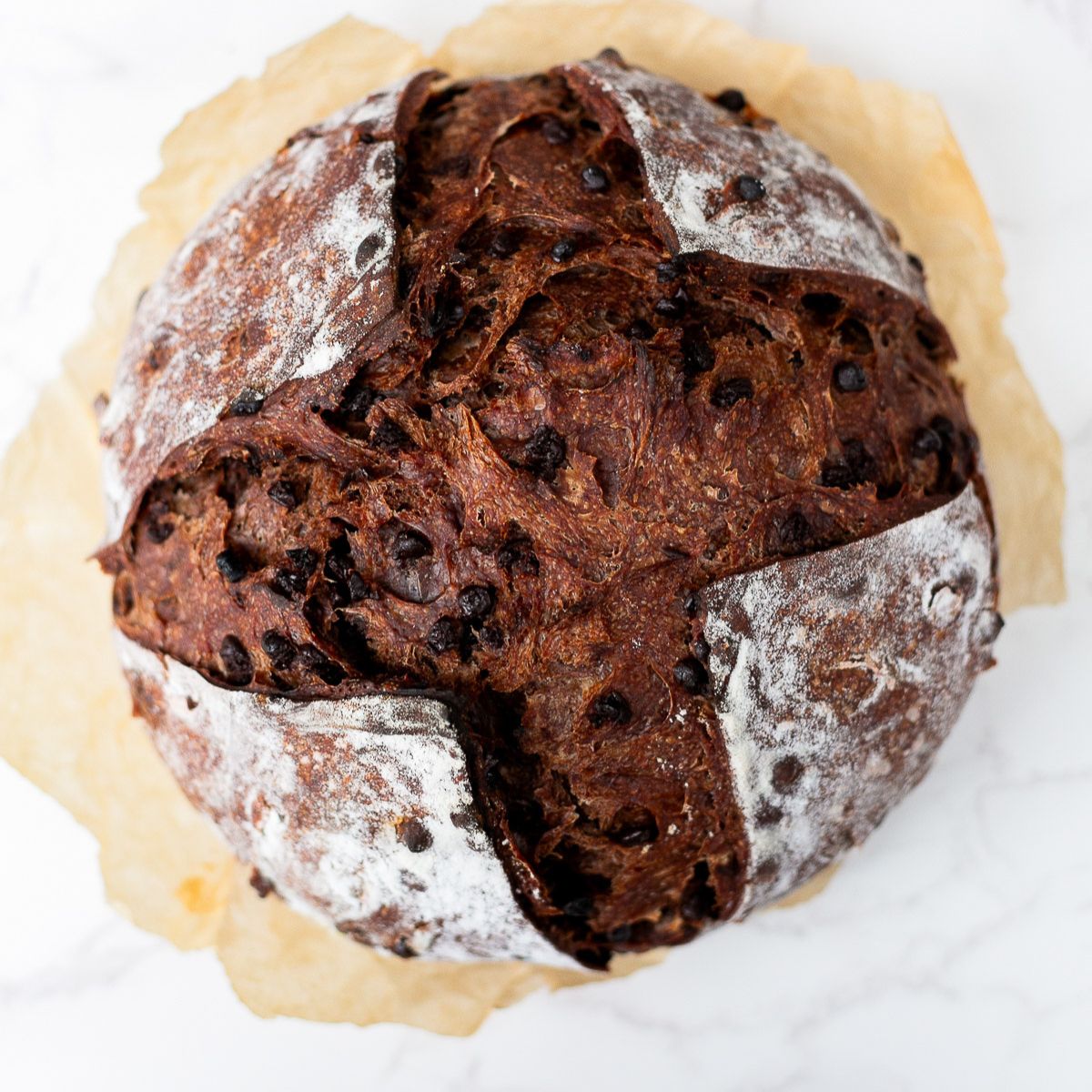 double chocolate sourdough bread for Valentine's Day