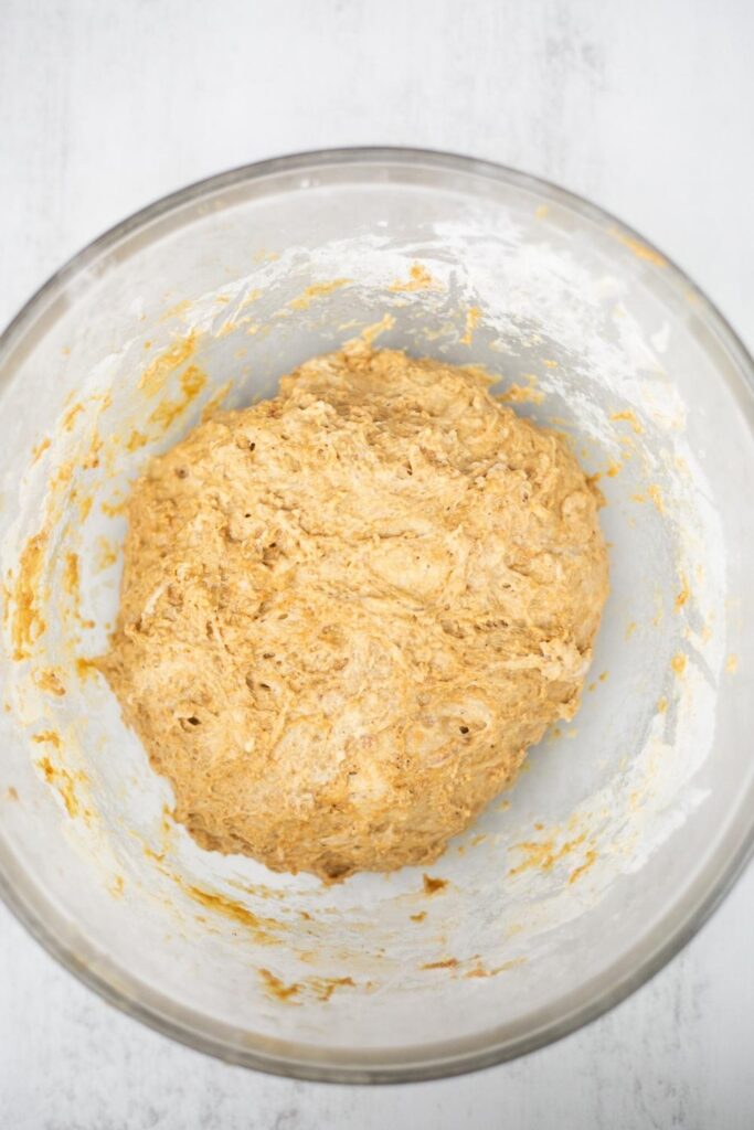 sourdough gingerbread dough in a large bowl