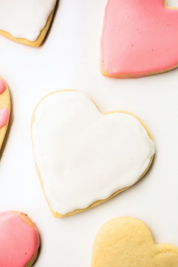 heart shaped valentines day cut out sugar cookies