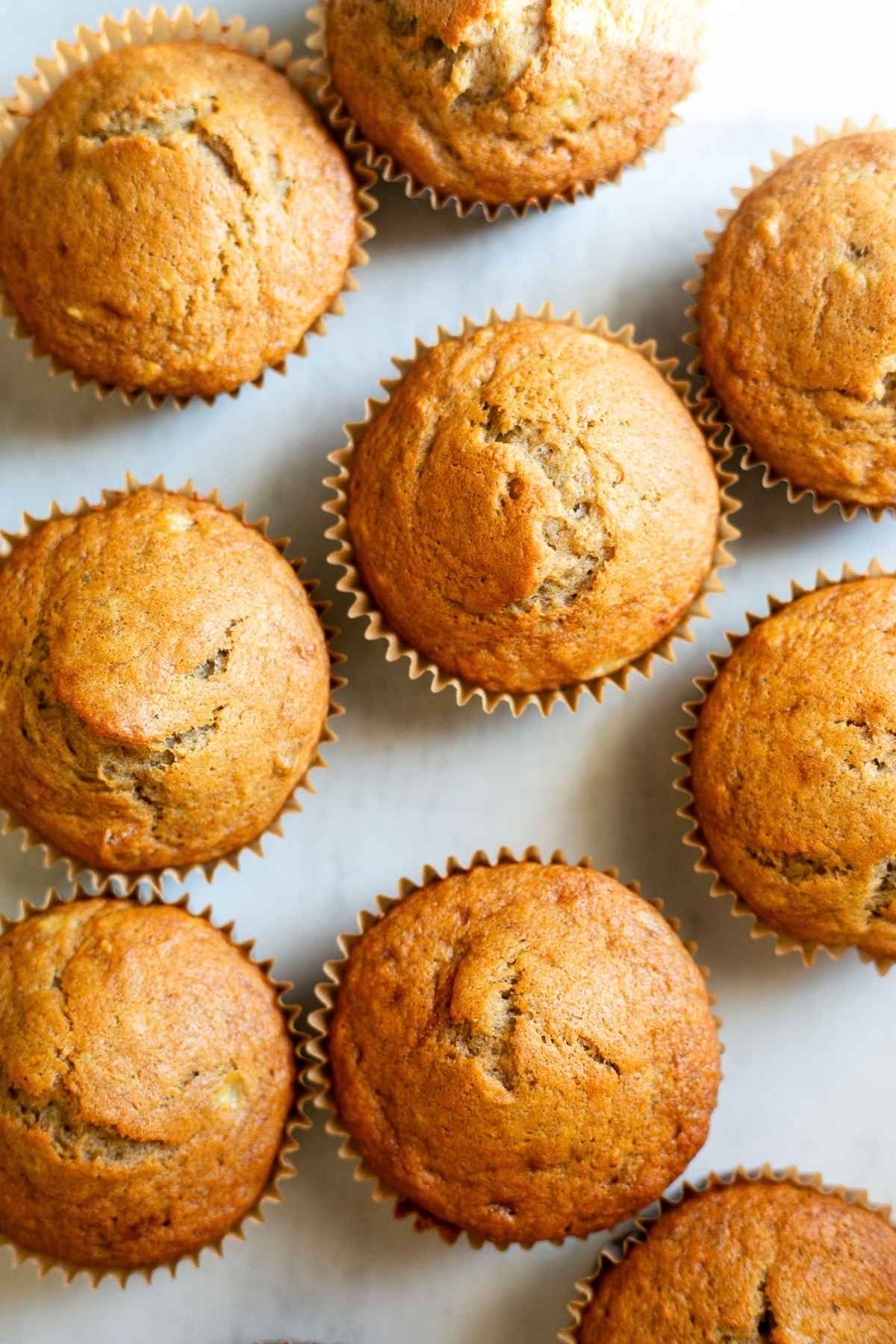 sourdough discard banana muffins on a plate.