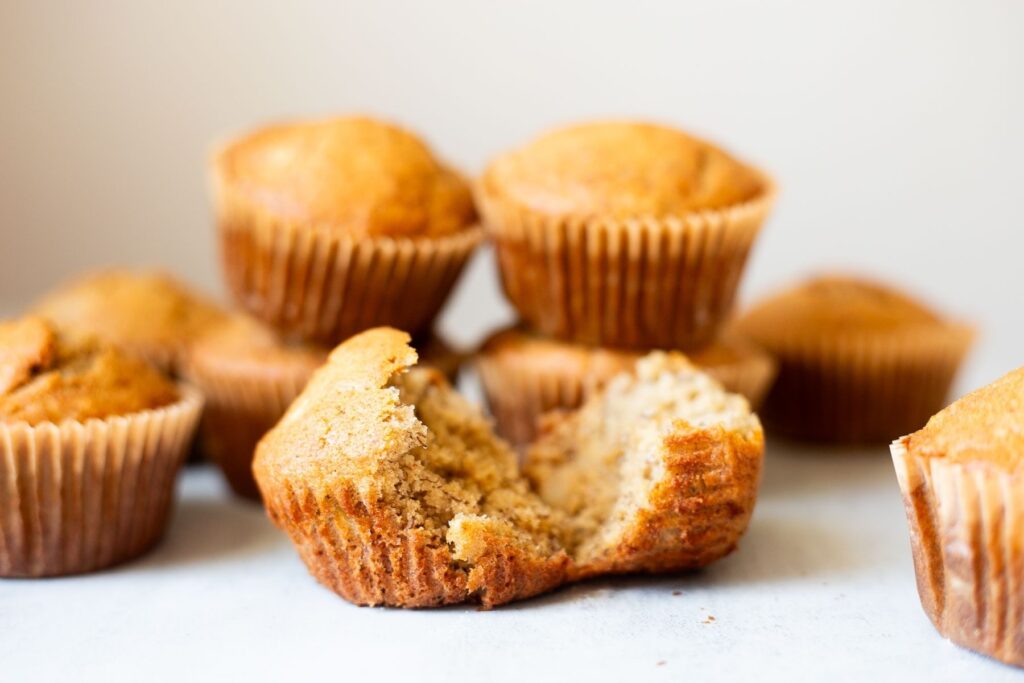 moist and tender sourdough discard banana muffins