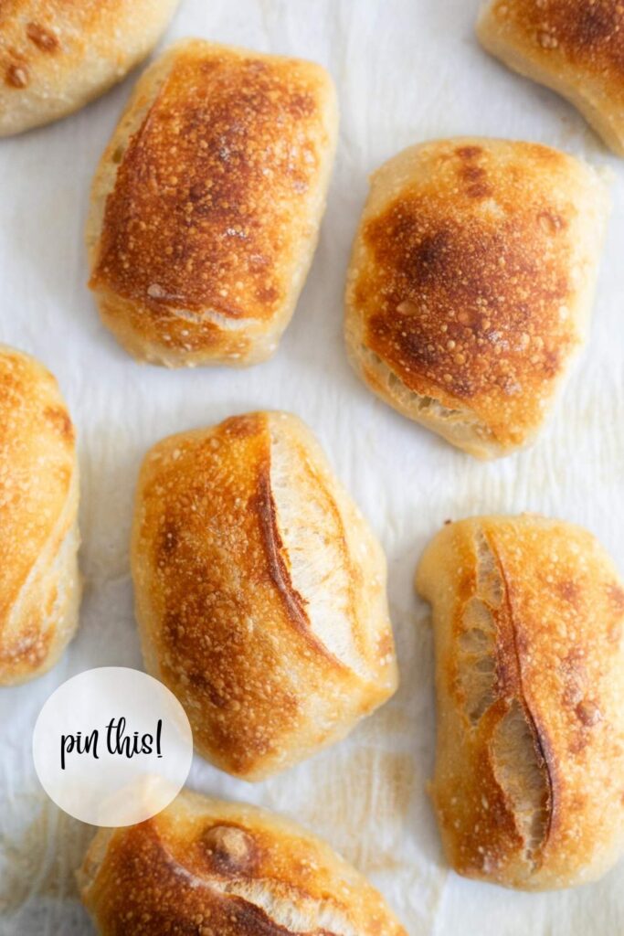 sourdough ciabatta sandwich loaves on a baking sheet lined with parchment paper