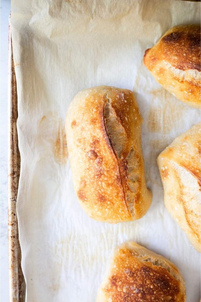 sourdough ciabatta on a baking sheet