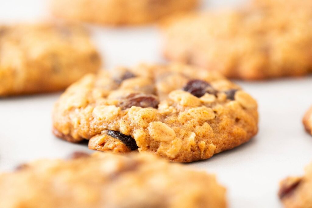 sourdough discard oatmeal raising cookies on a tray