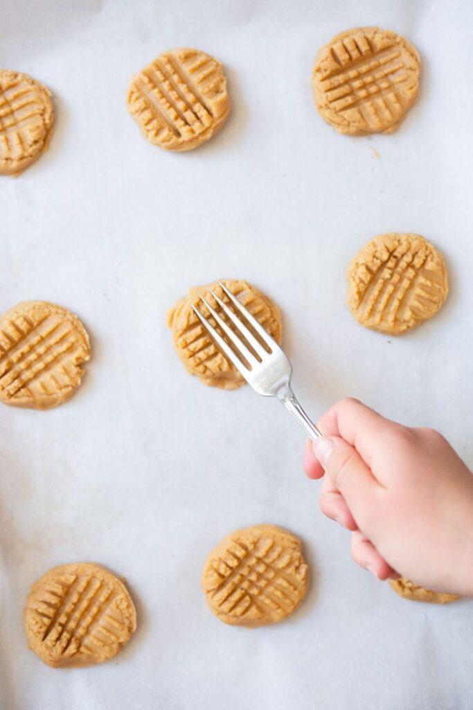 sourdough discard peanut butter dough on a tray