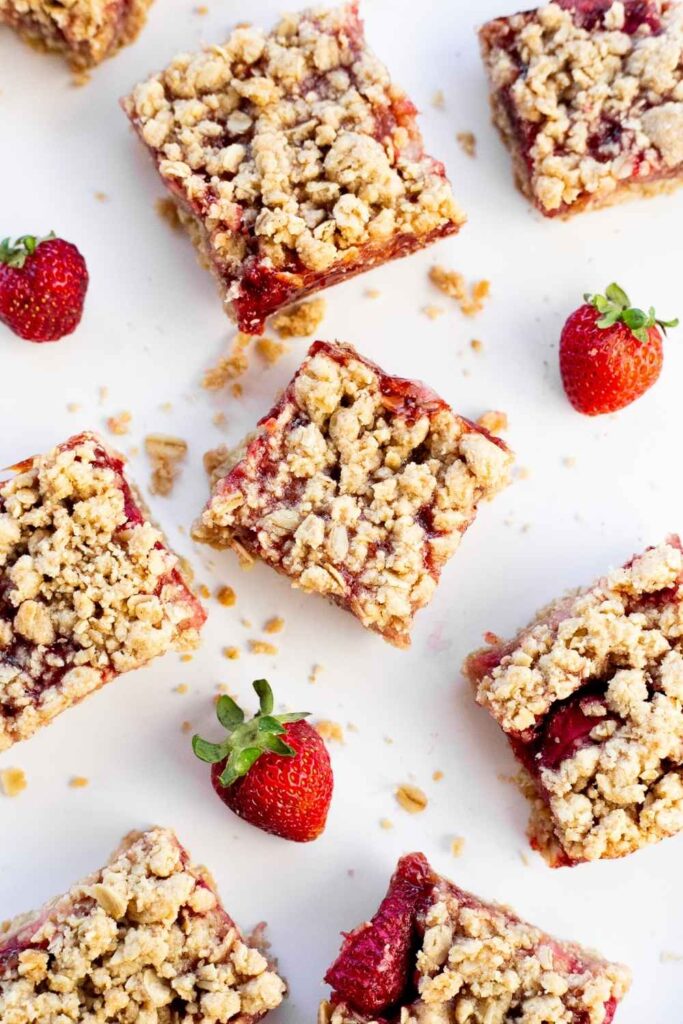 sourdough discard strawberry jam crumb bars