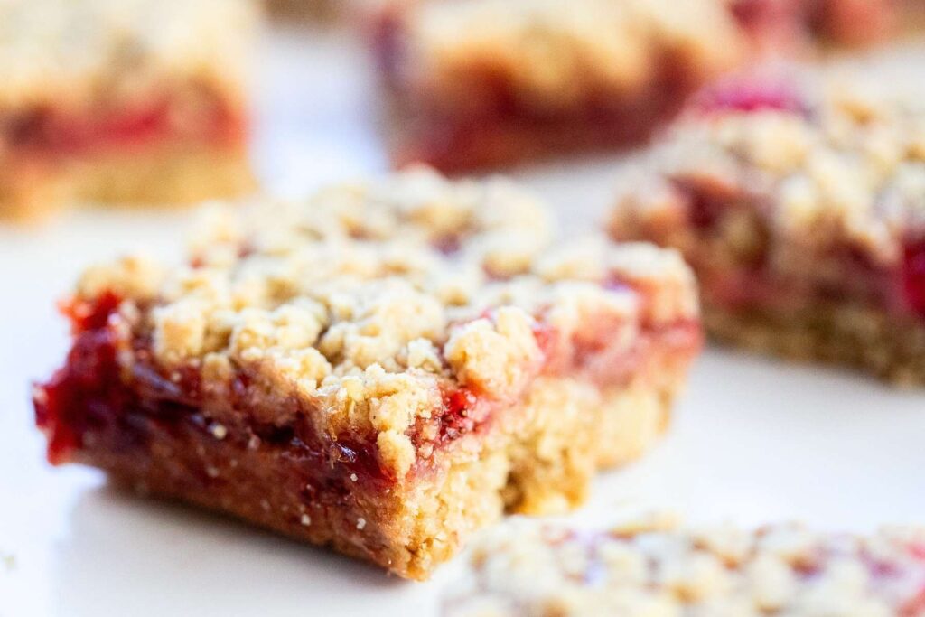 sourdough discard strawberry jam crumb bars