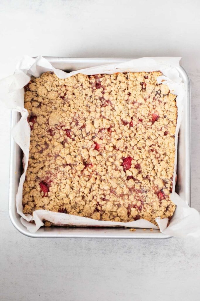 sourdough discard crumb bar dough in pan