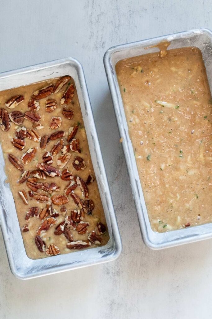 sourdough discard zucchini bread in an 8x4 inch pan