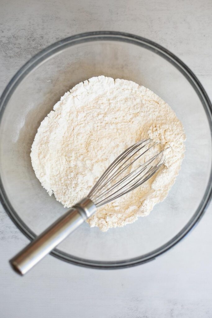dry ingredients for sourdough discard zucchini bread in a bowl