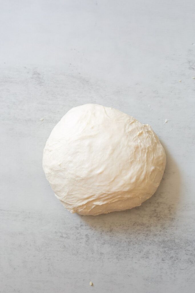 dough for sourdough cinnamon swirl sandwich bread after bulk ferment