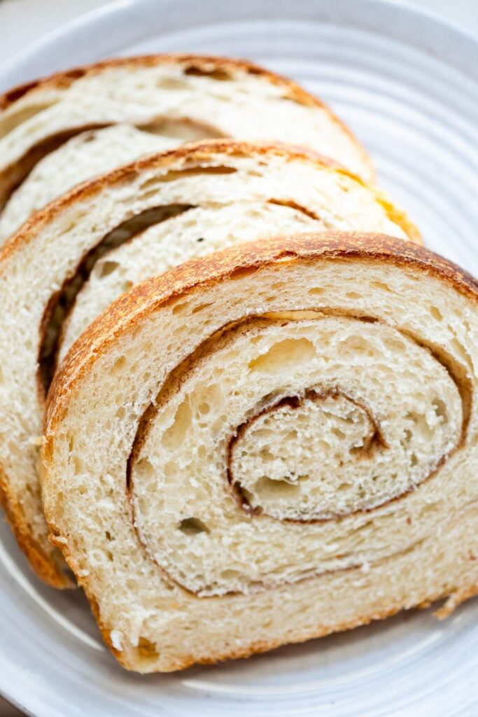 sourdough cinnamon swirl sandwich bread loaf slices