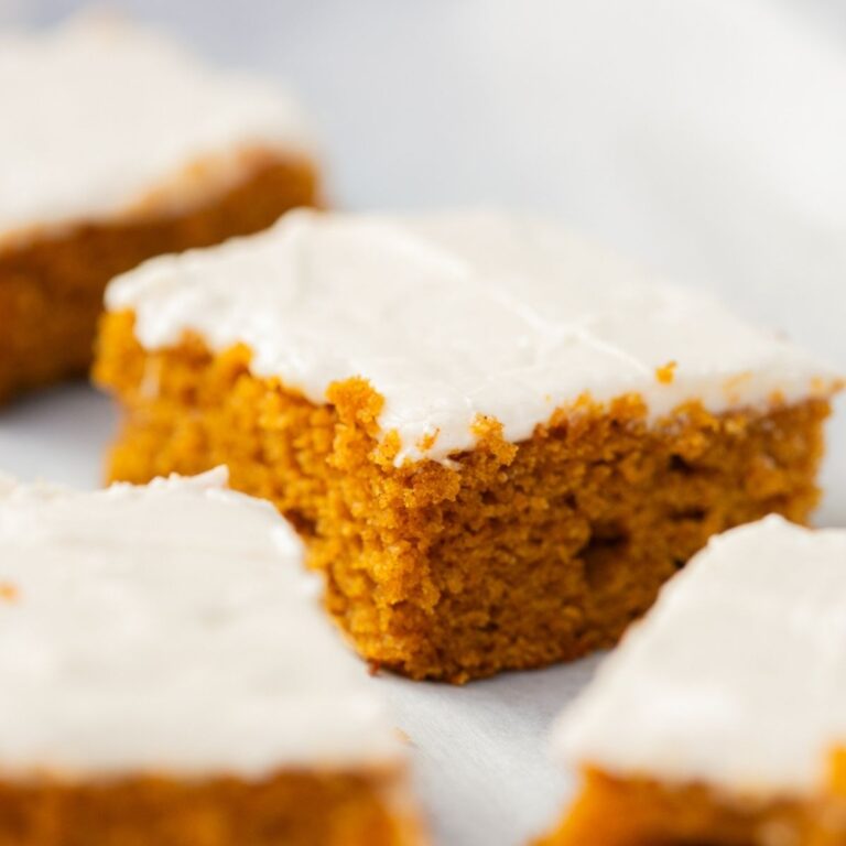 sourdough discard pumpkin bars with cream cheese frosting